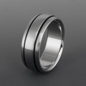 Titanium Ring: Black Stripe Wedding Band, Personalized Promise Ring