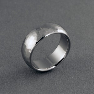 Titanium Hand Hammered Ring in a Half Round Profile, Polish or Matte Finish, Mens or Womens Wedding Band image 4