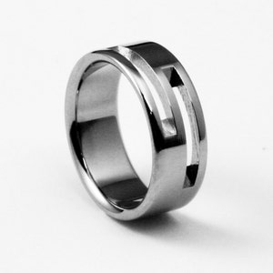 Titanium Ring Flat profile with twin offset slits  &quot;Electric Slide&quot;