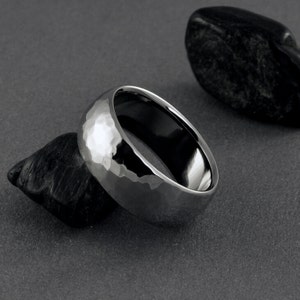 Titanium Hand Hammered Ring in a Half Round Profile Polish or - Etsy