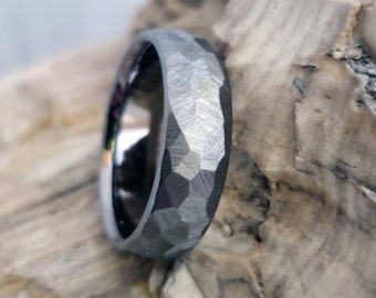 Titanium Band with our "Mosaic" Faceted Hammered Texture, Lightweight, Comfortable, and Durable