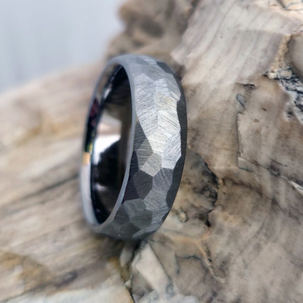 Titanium Band with our "Mosaic" Faceted Hammered Texture, Lightweight, Comfortable, and Durable