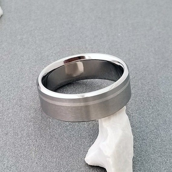 Platinum and Titanium Wedding Ring, Custom Engagement Promise or Anniversary Ring for Men and Women, Personalized and choice of Finish