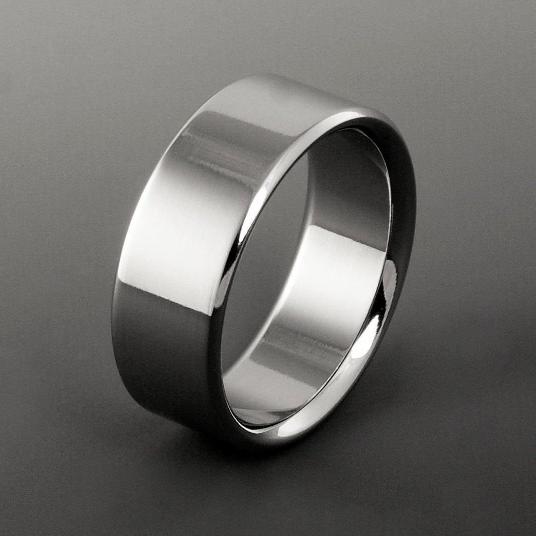 Titanium Wedding Ring in a Flat Profile, Mens or Womens Unisex ...