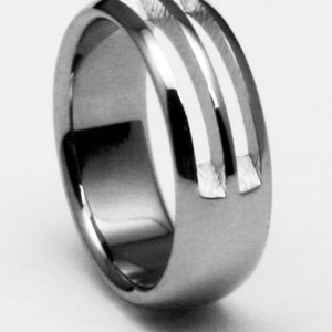 Unique Titanium Ring - Domed profile with twin slits &quot;LaForge&quot;