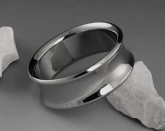 Titanium Wedding Ring in a Concave Profile, Engagement Promise or Anniversary Band, Custom Handmade Ring