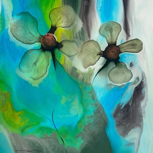 Original Painting by Jose Tonito.Fantastic details.Organic realism.Dos Flowers.Incredible techniques mimics nature palette