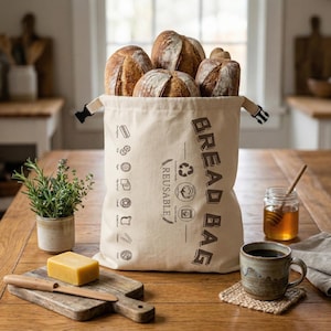 Extra Large Beeswax Bread Bag – Organic Cotton Reusable Food Storage (17" x 13")