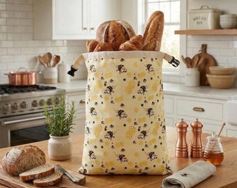 Extra Large Beeswax Bread Bag –  Bee Organic Cotton Food Storage(17" x 13")