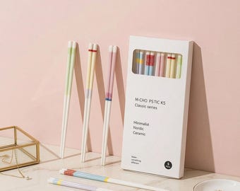 Set of 5 Ceramic Chopsticks | Japanese Nordic Style Reusable Tableware