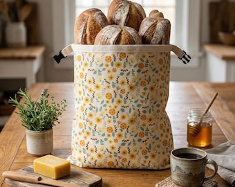 Natural Beeswax Bread Bag – Floral Organic Cotton Food Storage (17" x 13")