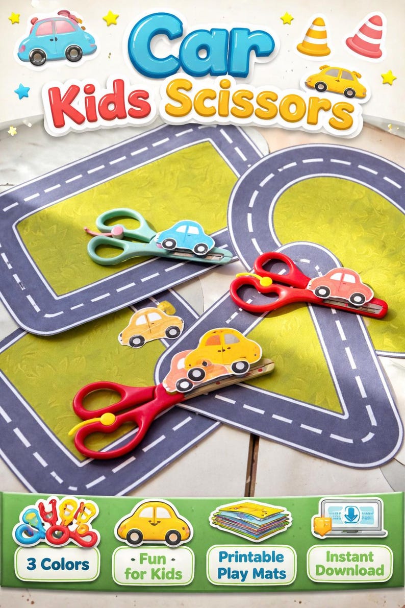 Car Scissor Skills Cutting Activity, Road Track Fine Motor Practice ...