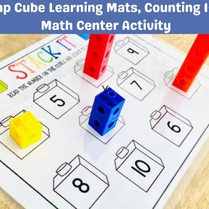 Snap Cube Counting Mats, Numbers 1-30, Kindergarten Math Activity