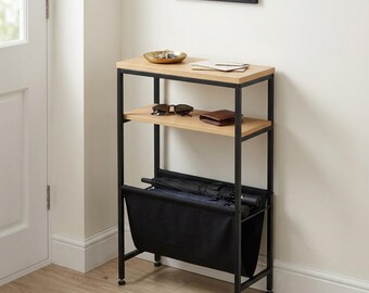Slim Sofa Side Table for Living Room Entryway Console with Book Storage