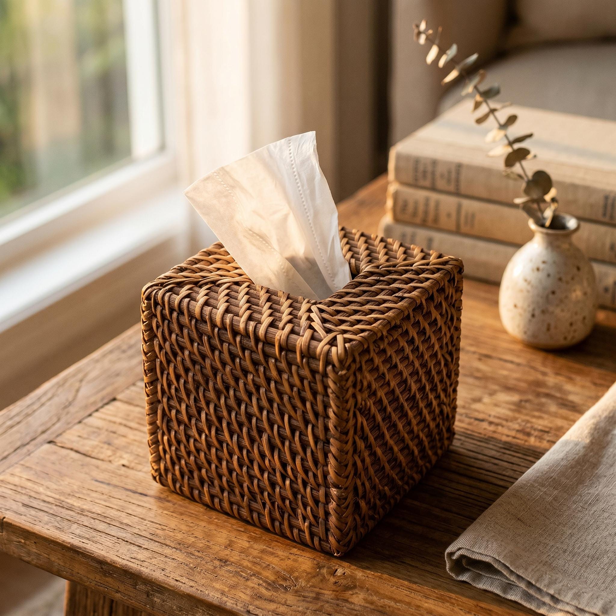 Target Rattan Tissue Box Rattan Tissue Box Cover, Woven Tissue Holder, Boho Bathroom Decor ...