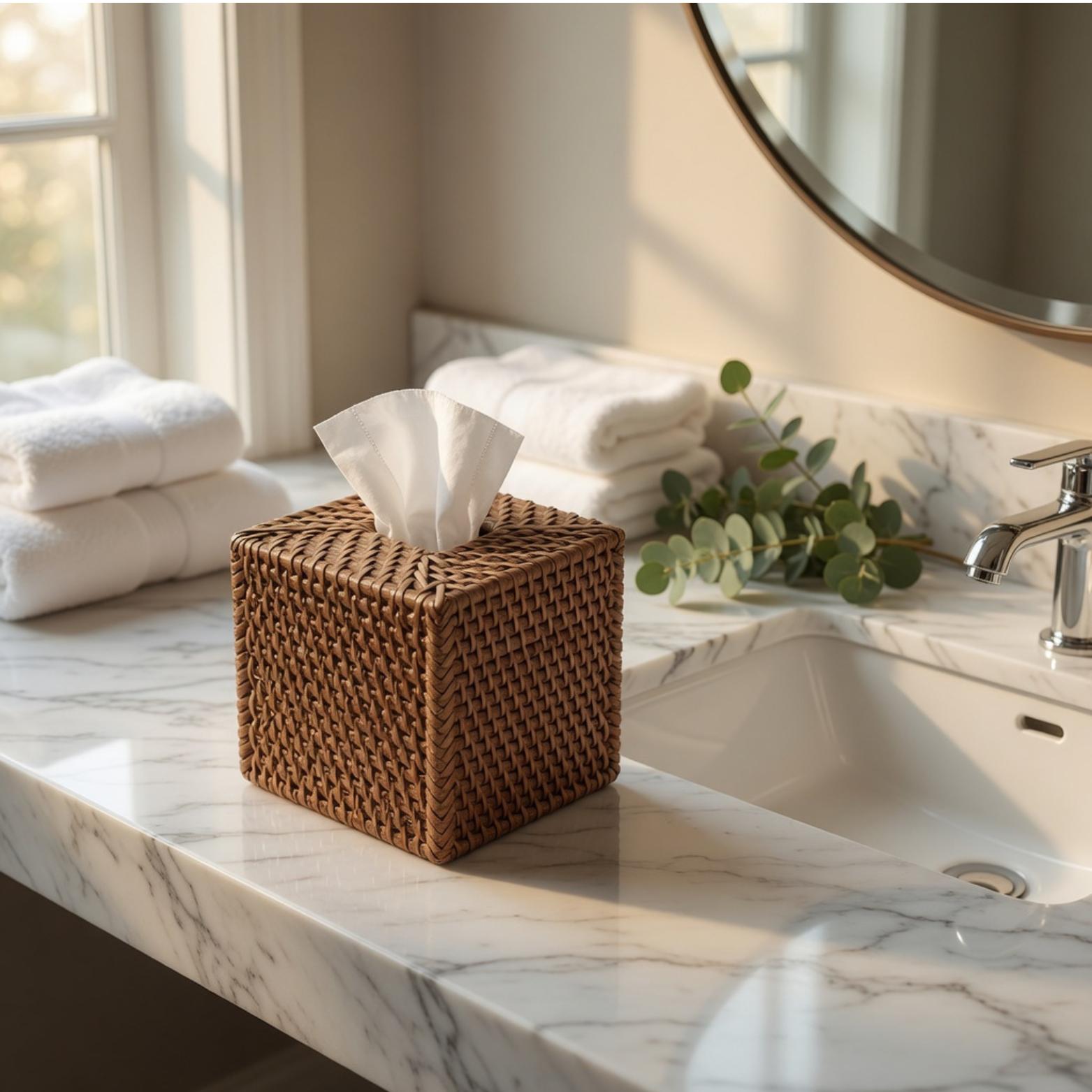 Target Rattan Tissue Box Rattan Tissue Box Cover, Woven Tissue Holder, Boho Bathroom Decor ...