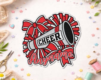 Personalized Cheerleader Pom Name Patch, Custom Cheerleading Team SportsEmbroidered Patches for Backpacks, Clothes, Jean, Jacket, Hat, Vest