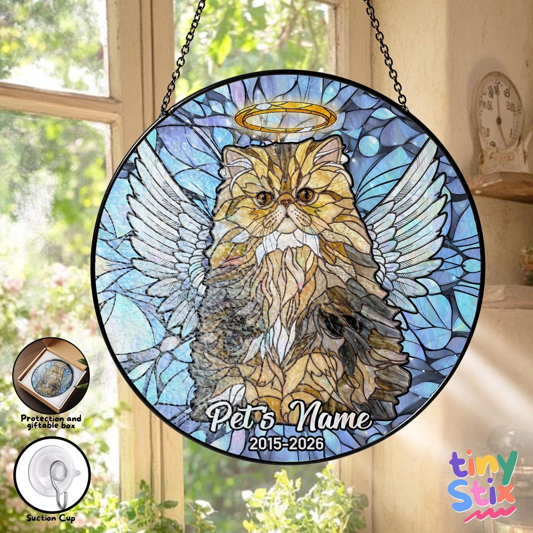Custom Cat Dog Memorial Portrait Photo Stained Glass, Personalized Pet ...