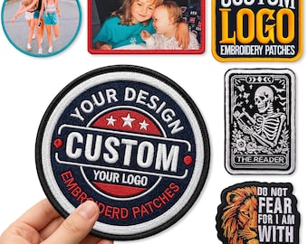 Custom Embroidered Logo Patch Personalized Design Your Own Patch, Iron On/Sew On, Hook & Loop Patch, Custom Photo Patch Applique for Clothes