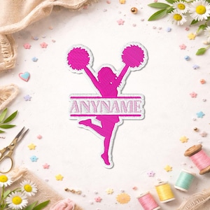 Écusson personnalisé pour nom de pom-pom girl, écussons personnalisés pour nom de sport d'équipe pom-pom girl brodés pour vêtements, vestes, sacs à dos, chapeaux