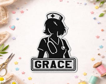 Custom Nurse Name Patch, Personalized Nursing Doctor Stethoscope Healthcare Worker Patches For Clothes, Jackets, Backpacks, Hats