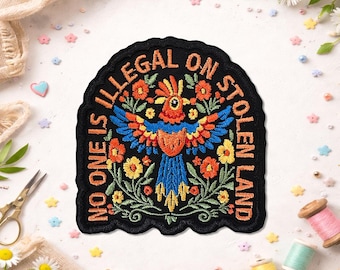 No One is Illegal On Stolen Land Patch, Native Americans Vintage Native Land Embroidered Patches for Backpacks, Clothes, Jean, Hat