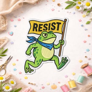 Resist Frog Patch, Funny Sarcastic Social Justice Human Rights Immigrant Political Patches For Clothes, Jackets, Backpacks, Hats