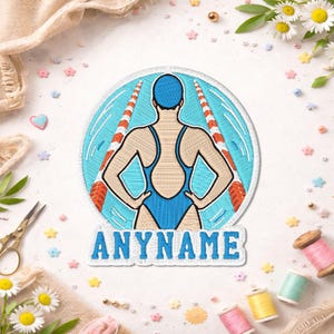 Personalized Swimmer Name Patch Custom Swimming Patch Competitive Swim Team, Water Sports Embroidered Patch for Backpack Clothes Gift Bag