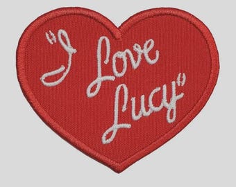 Naszywka haftowana "Kocham Lucy", klasyczna naszywka w stylu retro, inspirowana serialami telewizyjnymi, aplikacja do prasowania, naszywka na kurtkę, plecak, czapkę