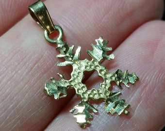 14k Solid Gold Snowflake Charm for Bracelet or Pendant