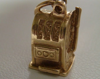 10k 3D Slot Machine Charm Pendant for Bracelet