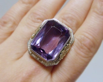 Museum Quality 14k 25ct Amethyst & Seed Pearl Filigree Art Deco / Art Nouveau  Ring - BREATHTAKING - Free USA Shipping!