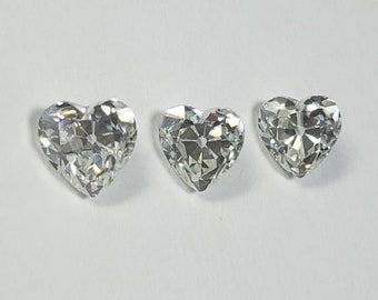 Rare Antique Old Mine Cut HEART Shape, Highest Quality Cubic Zirconia, Choose Size and Color - USA SELLER!