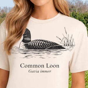Common Loon Shirt, Gavia Immer Bird Tee, Vintage Botanical Bird Shirt, Loon Nature Shirt, Birdwatching Gift, Wildlife Graphic Tee