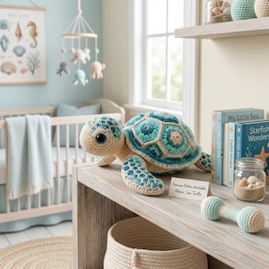 Motif au crochet Amigurumi tortue de mer complexe, PDF animal réaliste de l'océan (téléchargement instantané)