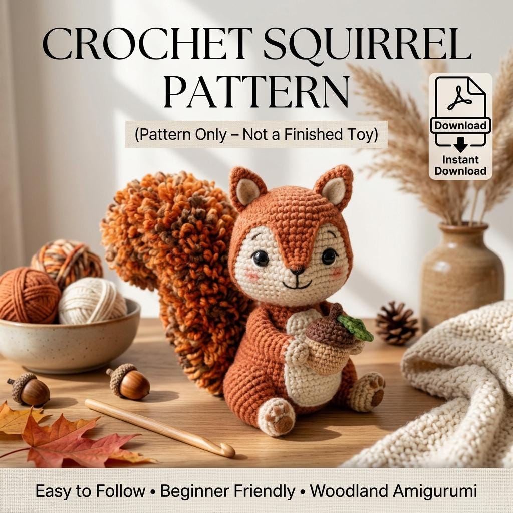 36 Squirrel Crochet Pattern: Enhance Your Skills With Adorable Designs 8 Crochet Squirrel Woodland Amigurumi Squirrel Crochet