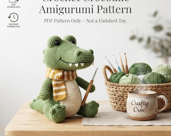Crochet Crocodile Pattern PDF, Amigurumi Alligator Crochet Pattern, Plush Croc Toy Tutorial, Animal Crochet Pattern, Instant Download