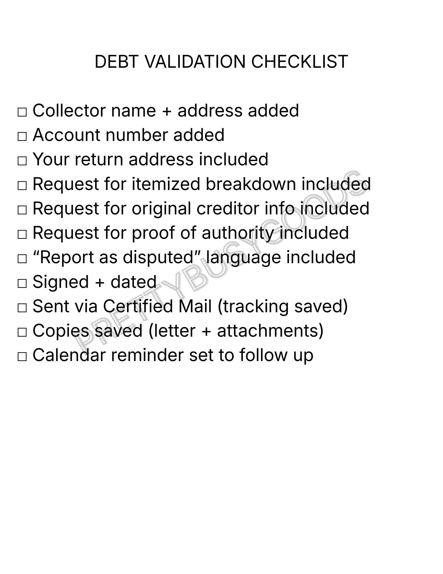 Debt Validation Letter Template | Collections Validation Request ...