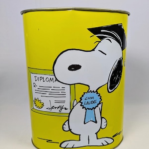 Vintage Peanuts Trash Can Snoopy - Etsy