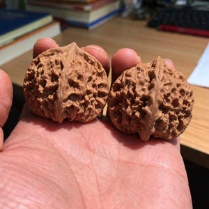 Natürliches 4 cm Wenwan Walnuss-Paar - Handwerkliche Handübungsbälle - taktiles Fokus-Werkzeug