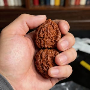 Pelotas de masaje para ejercicios de manos, de nuez Wenwan natural de 4 cm, compañera ergonómica para aliviar la fatiga y la ansiedad al teclear.