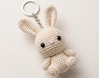 Patrón de llavero de conejito a crochet: Manualidad amigurumi para principiantes (Patrón PDF)