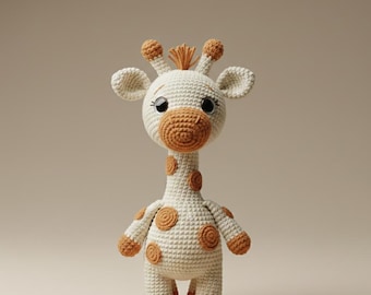 Patrón de crochet de jirafa amigurumi de pie: juguete infantil Safari (PDF, descarga digital)
