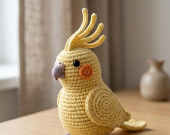 Patrón de crochet para cacatúa realista: pájaro amigurumi de peluche de 20 cm (descarga en PDF)