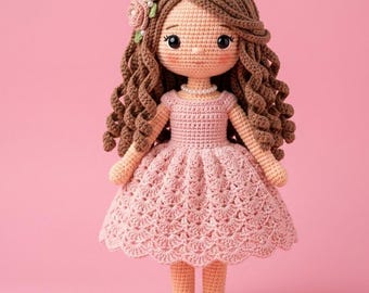 Patrón de muñeca de ganchillo "Lavender Meadow Girl" / Juguete amigurumi DIY (Descarga digital)