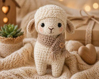 Patrón de amigurumi de cordero de pradera a crochet – Juguete de oveja con punto de burbuja texturizado (patrón en PDF)