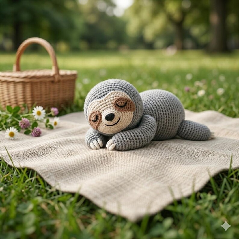 Sleepy Sloth Crochet Pattern – Easy Amigurumi Lying Animal (PDF ...