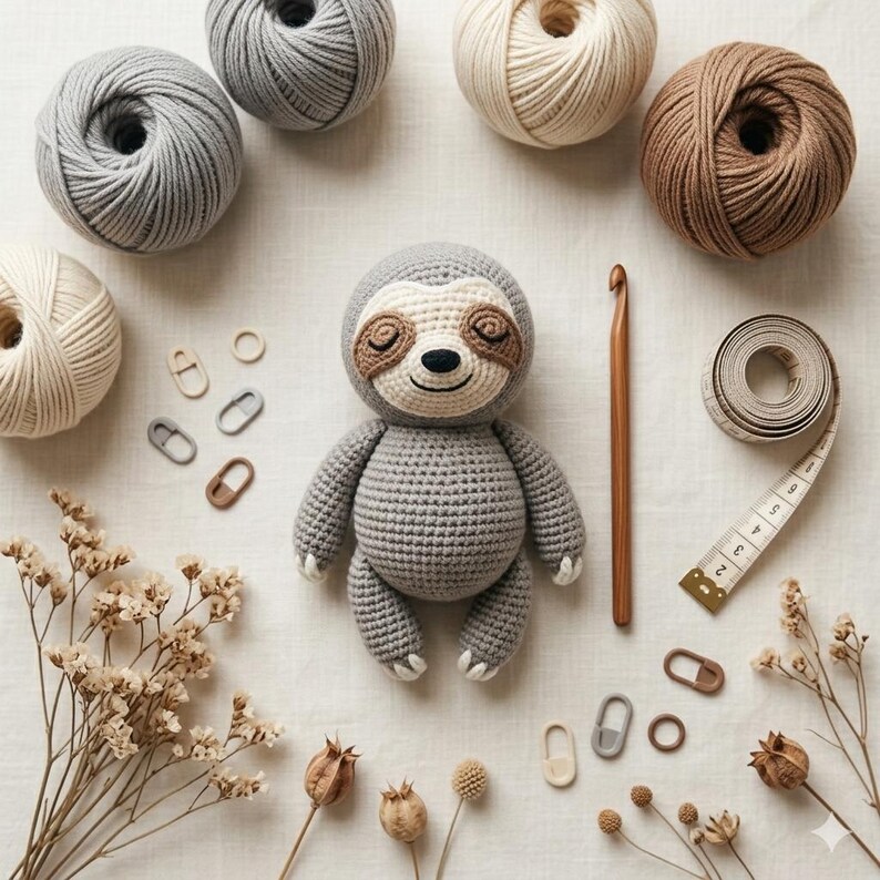 Sleepy Sloth Crochet Pattern – Easy Amigurumi Lying Animal (PDF ...