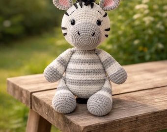Patrón de crochet para amigurumi de cebra / Tutorial del juguete Gentle Meadow (PDF)