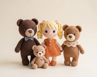 Patrón de crochet para amigurumi de Woodland Friends / Osos de peluche, conjunto de muñecas (descarga digital)